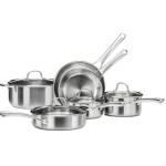 10 PCS High-quality Modern Style Three-layer Stainless Steel Kitchenware Set with Glass Cover Suitable for Stoves